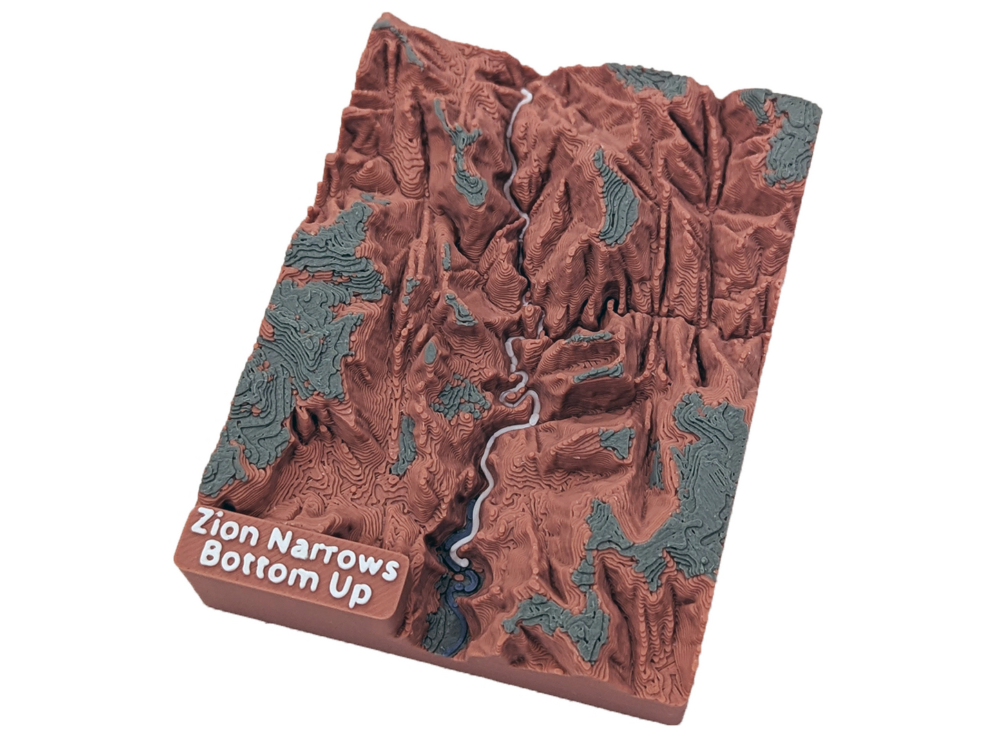 Zion Narrows Bottom Up 3D Topographic Trail Map Magnet