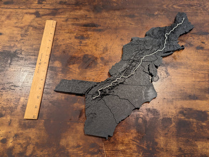 Appalachian Trail (AT) 3D Topographic Map Wall Art