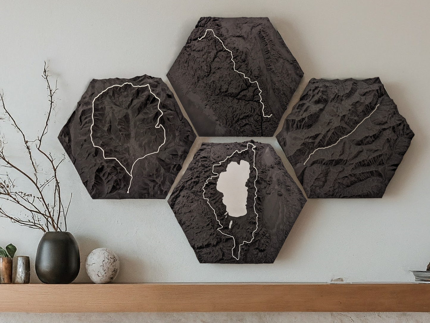 Custom 3D Topographic Trail Map Wall Art