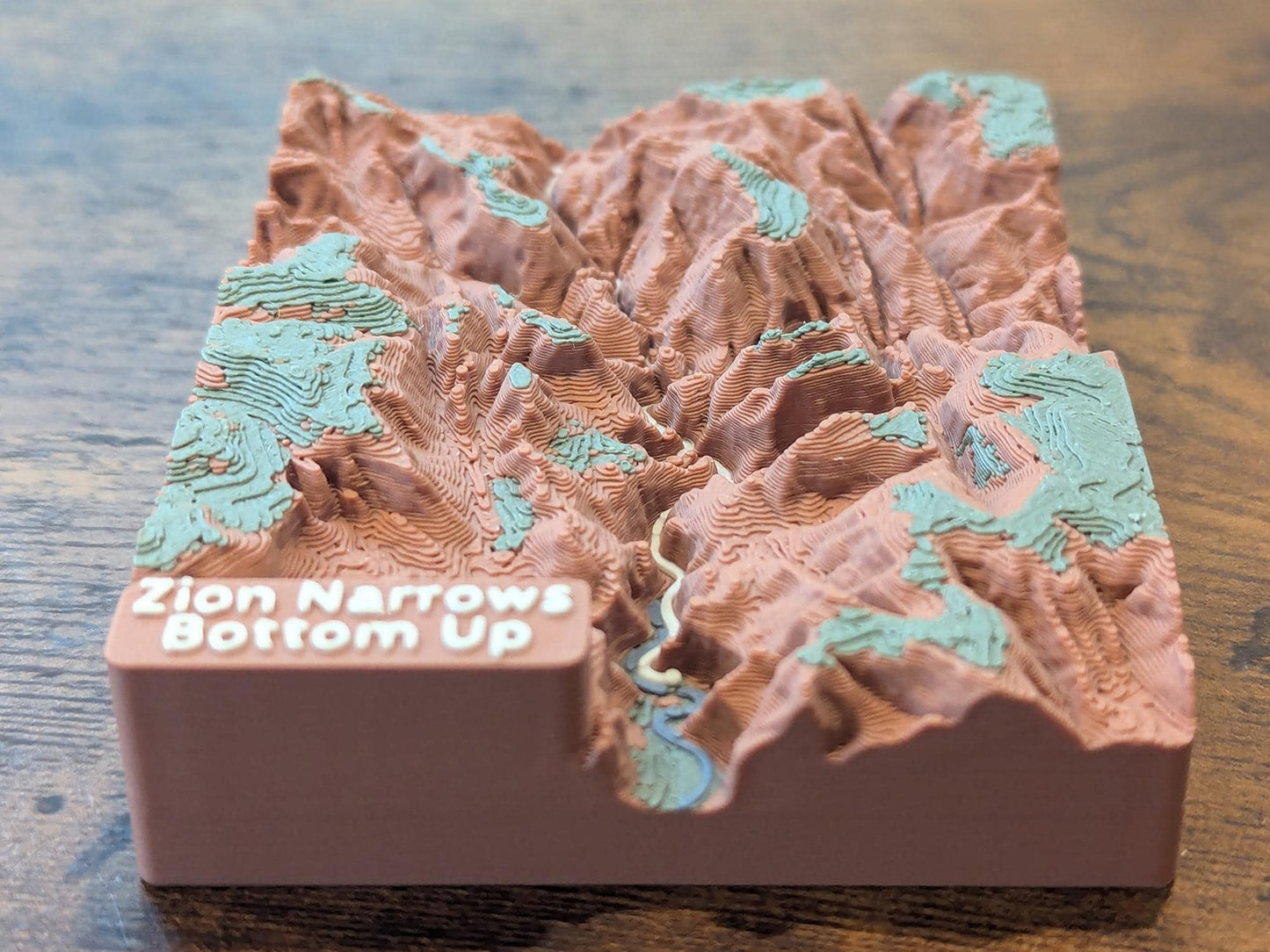 Zion Narrows Bottom Up 3D Topographic Trail Map Magnet