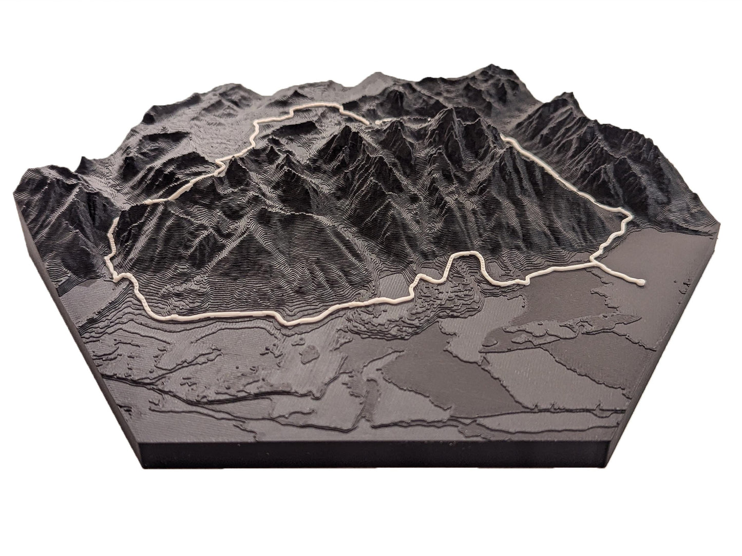 Grand Teton Loop Topographic Trail Map Wall Art