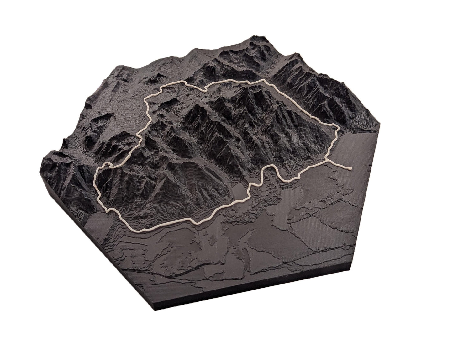 Grand Teton Loop Topographic Trail Map Wall Art