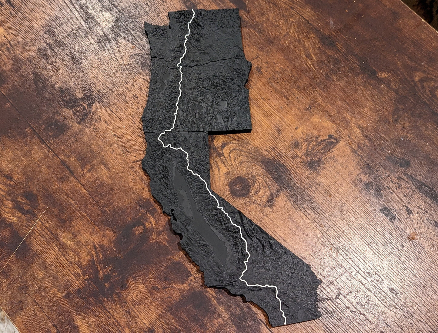 Pacific Crest Trail (PCT) 3D Topographic Map Wall Art