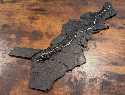 Appalachian Trail (AT) 3D Topographic Map Wall Art